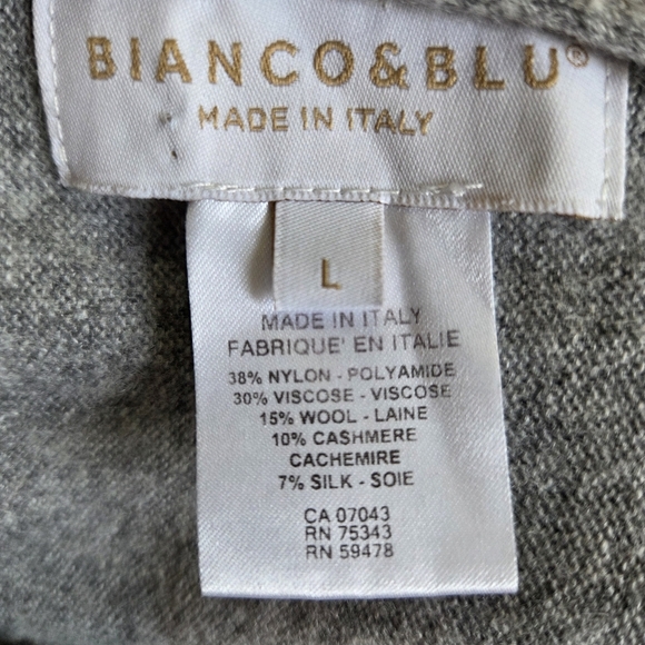 Bianco & Blu Heather Gray Cashmere Wool Blend Sweater Size L - Picture 4 of 4